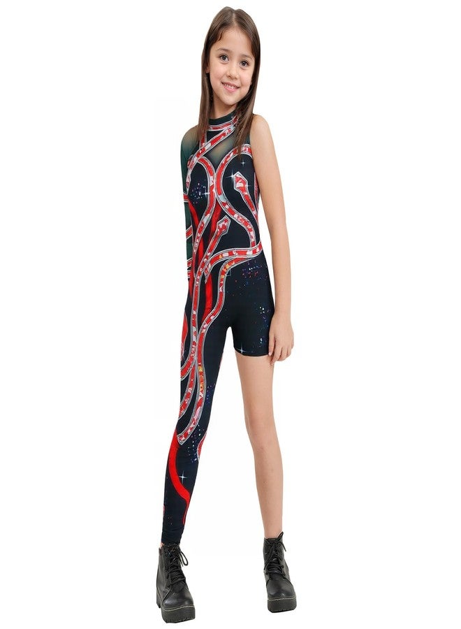 NLIEOPDA Halloween Snake Printed Costume for Girls Reputation Outfits Jumpsuit One Shoulder Bodysuit Cosplay Costume,120 - Image 1
